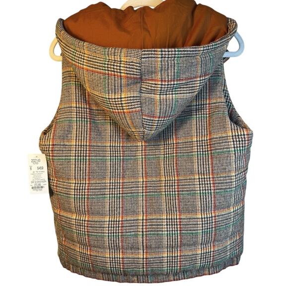 Etcetera Tan Plaid Hooded Puffer Vest NWT - Picture 5 of 11
